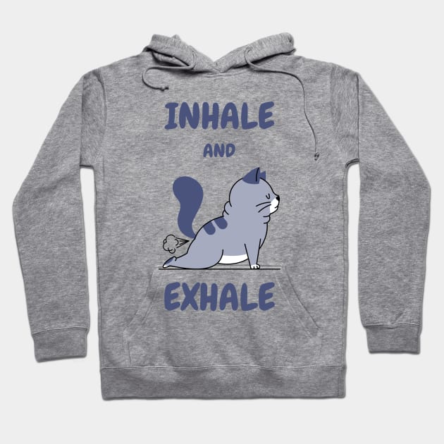 yoga cat funny inhale and exhale Hoodie by Mced